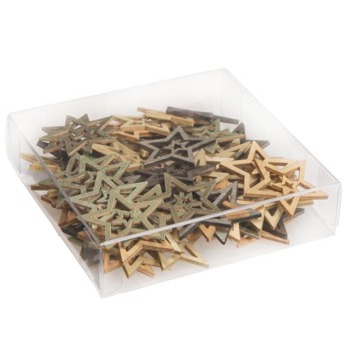 Product Christmas decoration wooden stars 4 colours Ø4cm 72 pcs