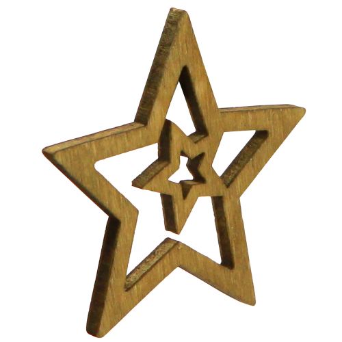 Product Scatter decoration Christmas star wood 4 colors Ø4cm 72 pcs