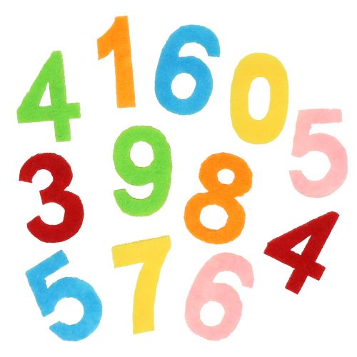 Floristik24 Scattered numbers made of felt assorted colors 3cm 150p