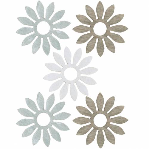 Floristik24 scatter flower brown, light gray, white wooden flowers to scatter 144p