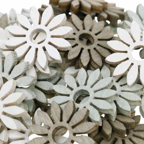 Floristik24 scatter flower brown, light gray, white wooden flowers to scatter 144p