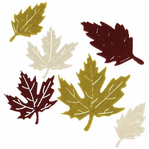 Floristik24 Scattered autumn leaves felt bordeaux / cream / green 72pcs