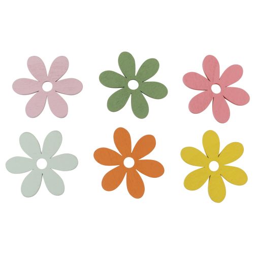 Floristik24 Scatter decoration wood flowers colored table decoration Ø3-4cm 48pcs