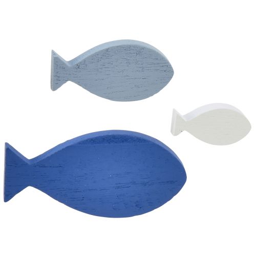 Floristik24 Scatter decoration wooden fish blue white maritime 3-8cm 24pcs