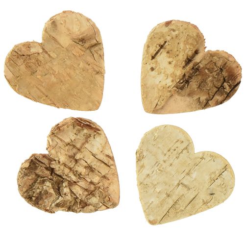 Floristik24 Scatter Decoration Wooden Heart Wooden Hearts Bark Birch 4cm 60 Pcs