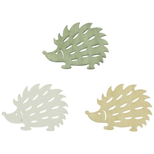 Floristik24 Scatter decoration wood hedgehog deco green brown white 4x3cm 72p