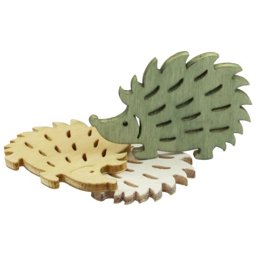 Scatter decoration wood hedgehog deco green brown white 4x3cm 72p