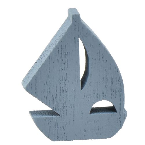 Product Scatter decoration wooden sailing boat decoration blue white 2cm–6cm 24 pcs