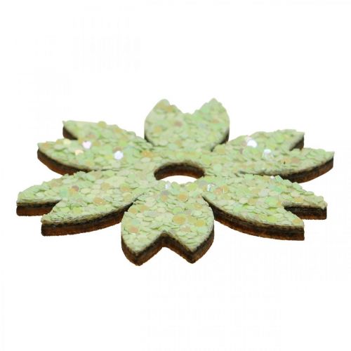 Product Scatter Decoration Wooden Scatter Parts Spring Easter Green 2-4cm 64 Pcs