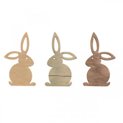 Scatter decoration wooden Easter bunny brown tones 4cm 72 pieces