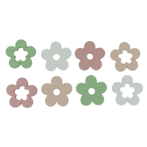 Product Scatter decoration wooden flowers table decoration colored 2 motifs Ø3cm 24pcs