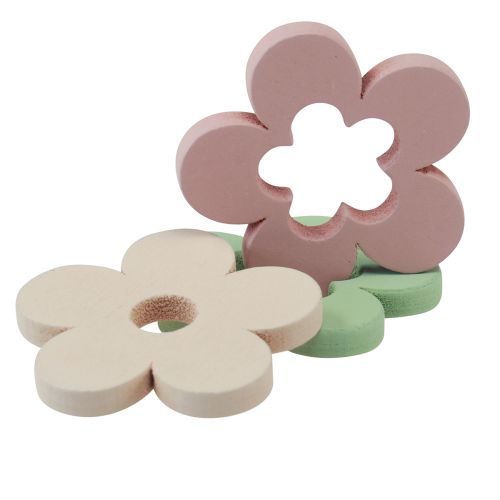 Product Scattered decoration wooden flowers table decoration colored 2 motifs Ø3cm 24 pcs