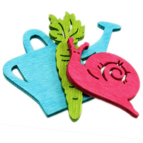 Product Scatter decoration wooden figures jug snail carrot 4cm - 6cm 72 pcs
