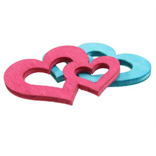 Floristik24 Decoration to control wooden hearts colorful sort. 3cm x 4cm 72pcs