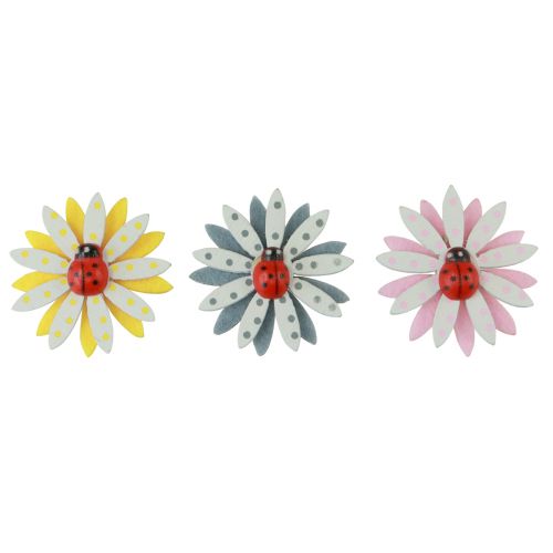 Floristik24 Scatter decoration ladybug flower wood felt color Ø4cm 48pcs