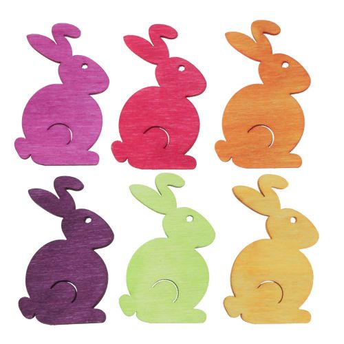 Product Scatter decoration Easter wooden bunnies sitting colored 2.5cm x 4cm 72pcs