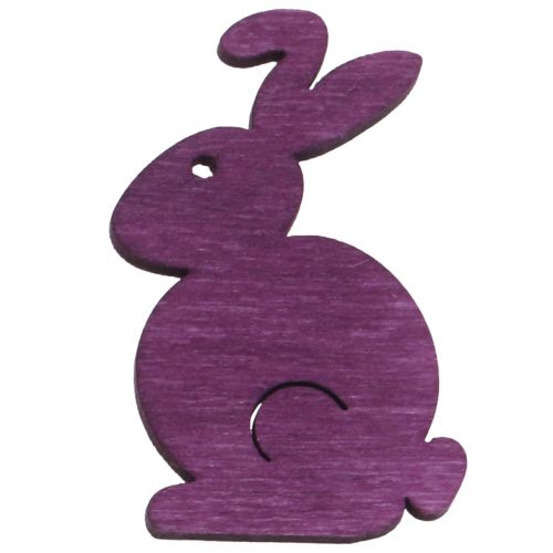 Product Scatter decoration Easter wooden rabbits sitting colored 2.5cm x 4cm 72 pieces