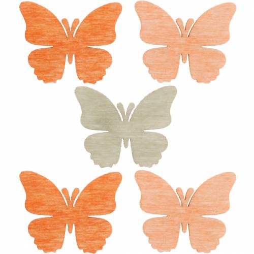 Scatter decoration butterfly wooden butterflies summer decoration orange, apricot, brown 144 pieces