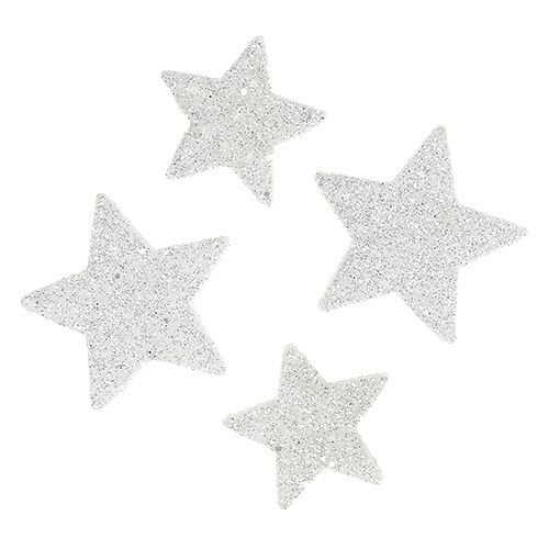 Product Scatter decoration stars white with mica 4-5cm 40p
