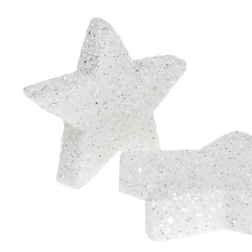 Product Scatter decoration stars white with mica 4-5cm 40p