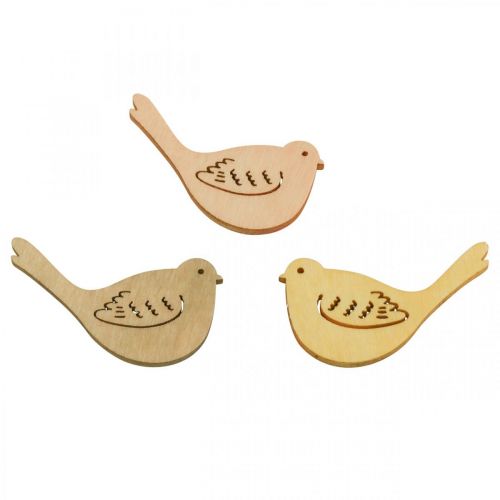 Product Scattered bird deco wood spring yellow/beige/orange Ø4cm 72p