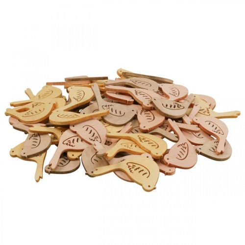 Floristik24 Scattered bird deco wood spring yellow/beige/orange Ø4cm 72p