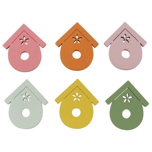 Floristik24 Scatter decoration birdhouse wooden table decoration colored 2.5-3.5cm 48pcs