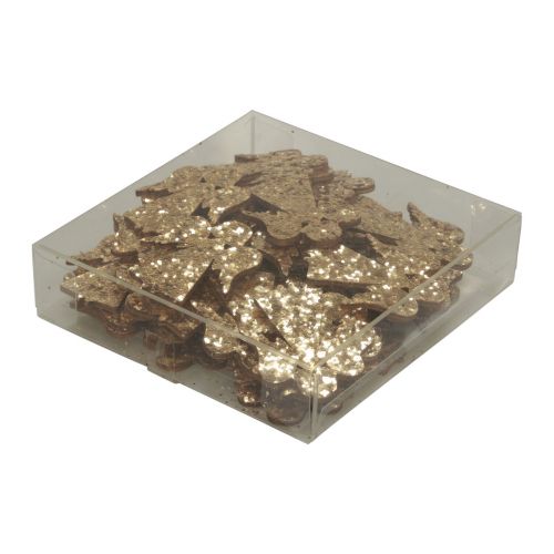 Product Scatter decoration Christmas wooden angel gold glitter 5x3.5cm 48 pcs