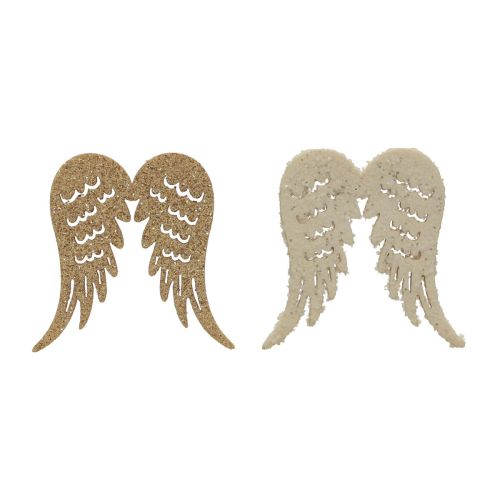 Floristik24 Sprinkles Christmas wooden angel wings glitter 3×4cm 72p