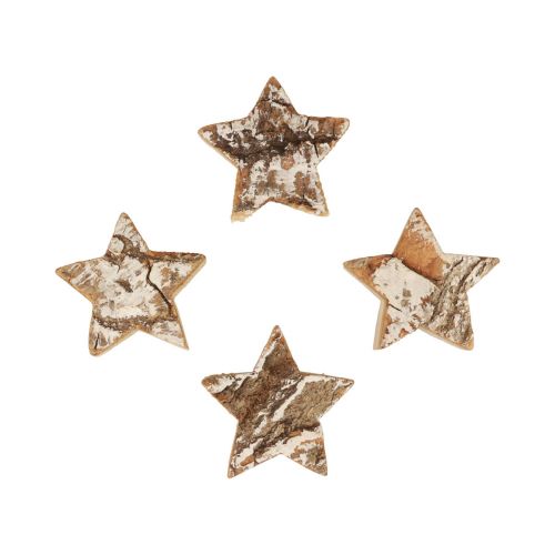 Scatter Decoration Christmas Wooden Stars Bark Whitened Ø5cm 12 Pcs