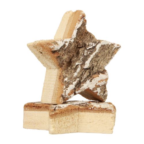 Product Scatter Decoration Christmas Wooden Stars Bark Whitened Ø5cm 12 Pcs