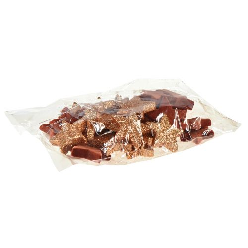 Product Scatter Decoration Christmas Stars Brown/Orange Ø4/5cm 40 Pcs