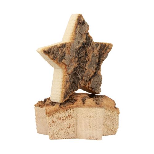 Scatter decoration Christmas stars wooden stars with bark Ø5cm 12pcs