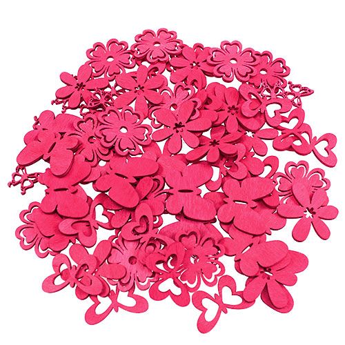 Product Wooden Scatter Decoration Pink Assorted 2cm - 4cm 72pcs