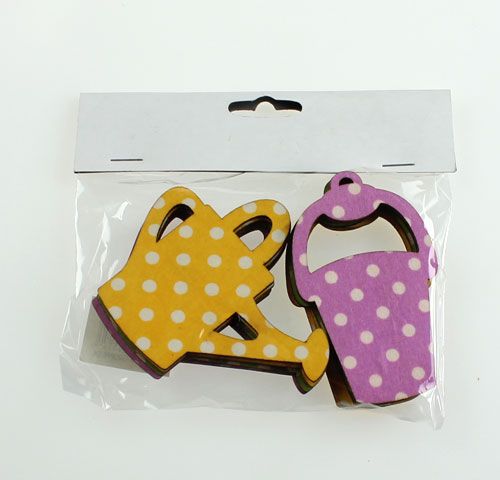 Floristik24 Watering can/wooden bucket 8cm sorted 12pcs