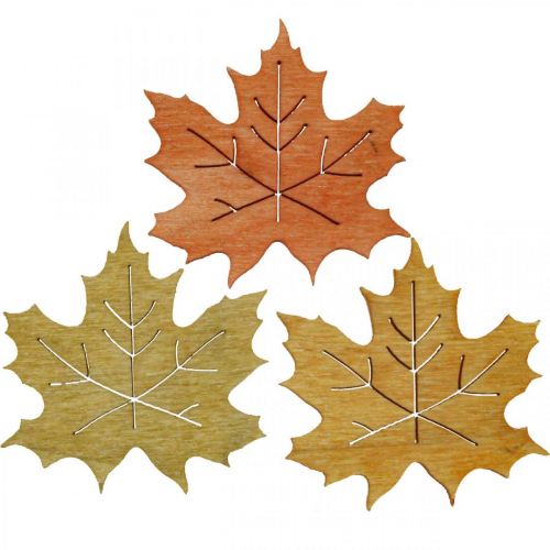 Product Table decoration autumn, scatter decoration wood maple leaf W4cm 72p