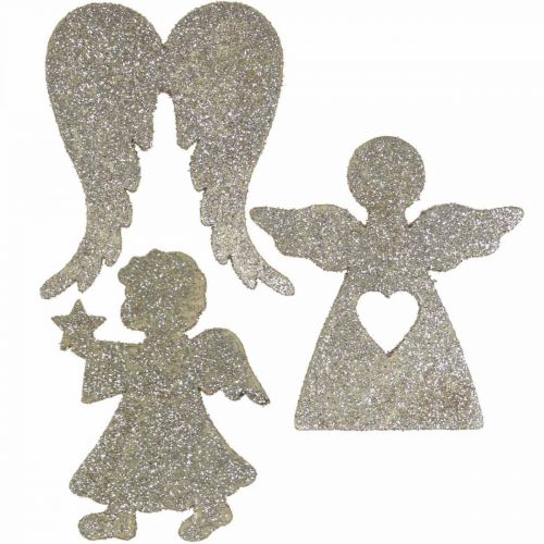 Product Scatter decoration Christmas angel decoration gold glitter H8cm 24pcs