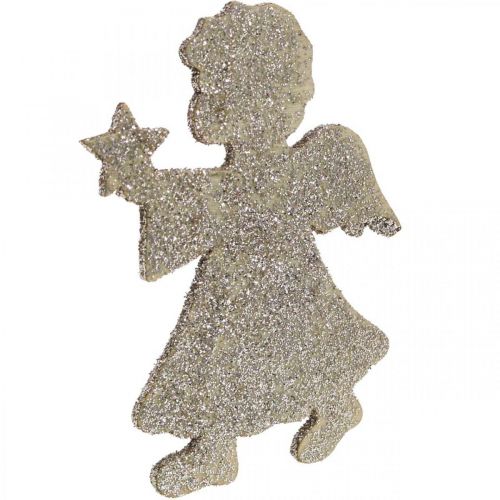 Product Scatter decoration Christmas angel decoration gold glitter H8cm 24pcs