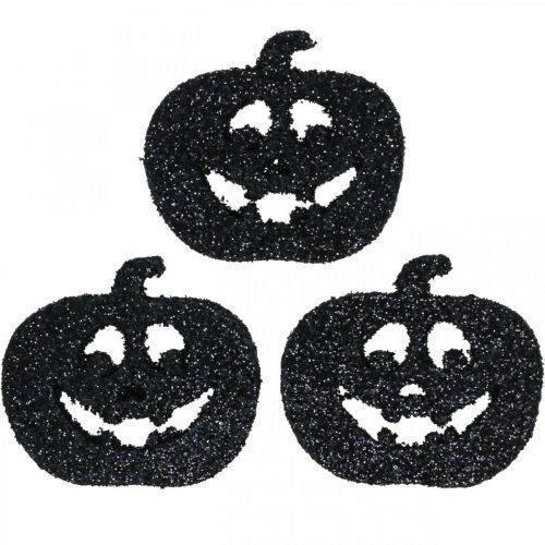 Product Scatter decoration Halloween pumpkin decoration 4 cm black, glitter 72 pcs