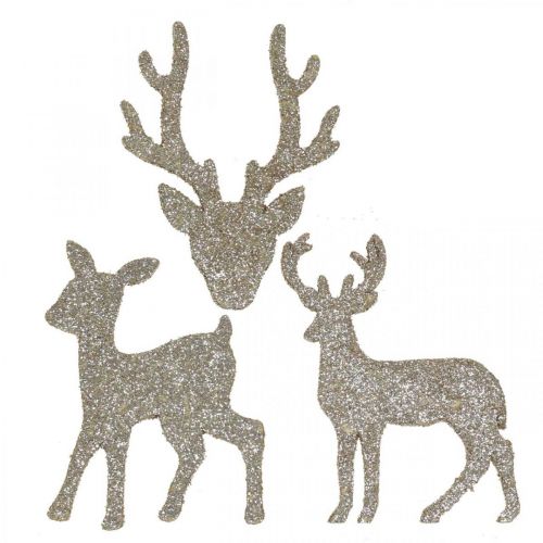 Product Scatter decoration Christmas deer decoration gold glitter 6×8cm 24p