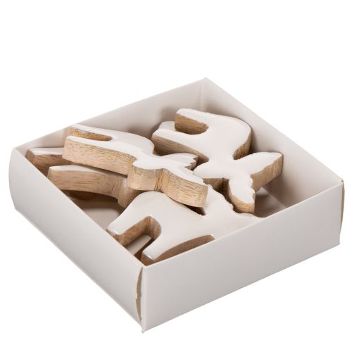 Elk Standing Wooden Decoration, 6 cm, White and Natural, Set of 8 | Floristik24.co.uk