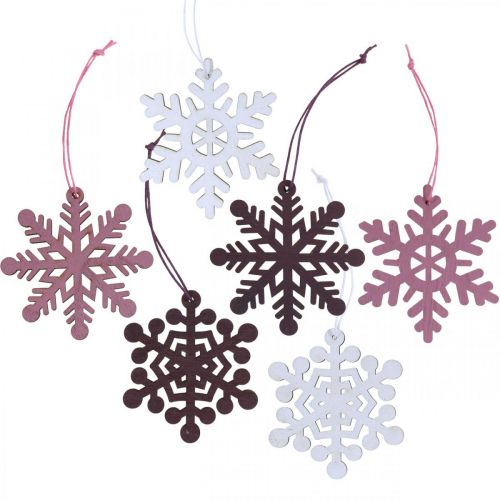 Christmas tree decoration snowflake pendant wood 8cm 36 pcs