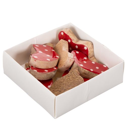 Red Wooden Polka Dot Christmas Sock Decorations 6cm - Set of 8 | Floristik24.co.uk