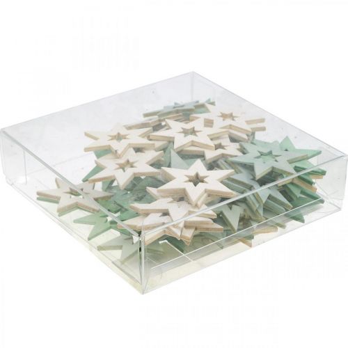 Product Wooden stars deco sprinkles Christmas Green H4cm 72p