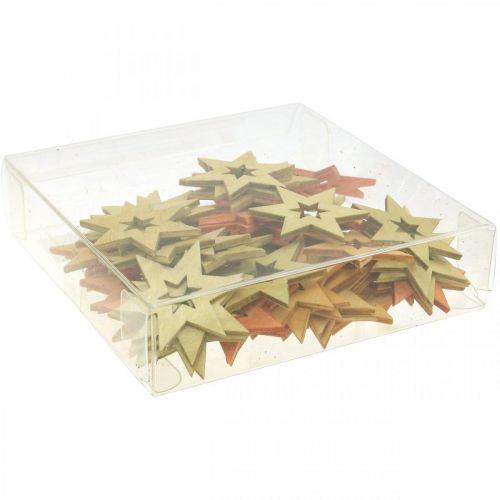 Floristik24 Wooden stars decoration confetti Christmas orange H4cm 72 pcs