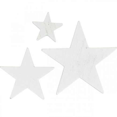 Floristik24 Scatter decoration wooden stars Christmas white 2.5/4.5/6.5cm 29p