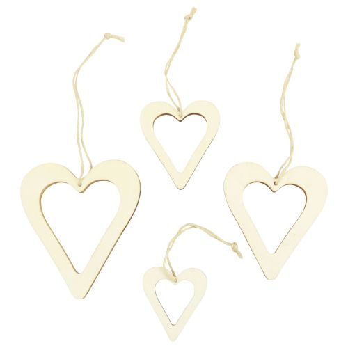 Floristik24 Wooden hearts decoration hanger wooden decoration heart natural 6/8/10/12cm 16 pcs