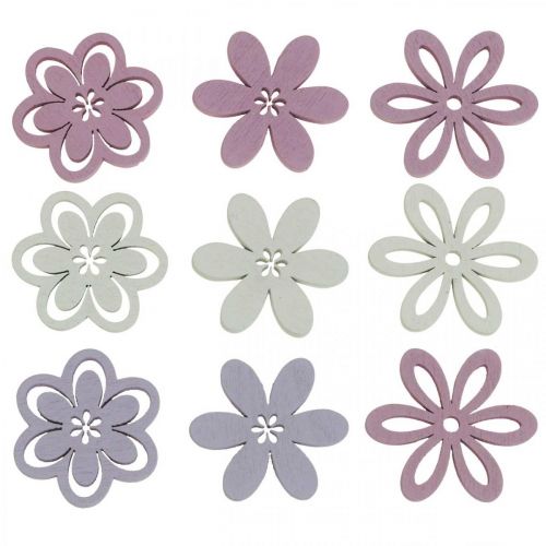 Floristik24 Wooden flowers scatter decoration flowers purple/pink/white Ø3.5cm 48 pcs