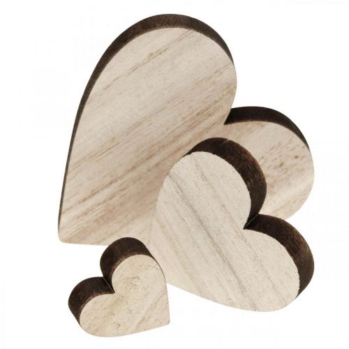 Product Wooden Hearts Scatter Decoration Heart Natural Brown Table Decoration 29 Pcs