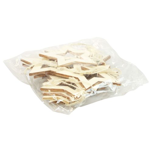 Product Wooden stars decoration hanging wooden star natural 6/8/10/12cm 16 pcs